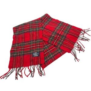 Balantrae Edinburgh 100% Lambswool Red Tartan Plaid Fringe Scarf 60x10